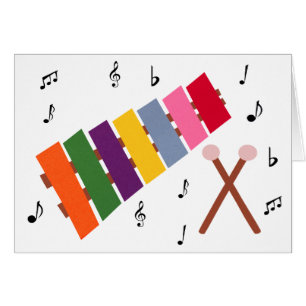Cartão Desenhos animados coloridos do instrumento musical