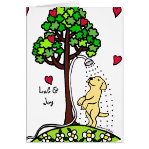 Cartão Desenhos animados de Labrador do amarelo do