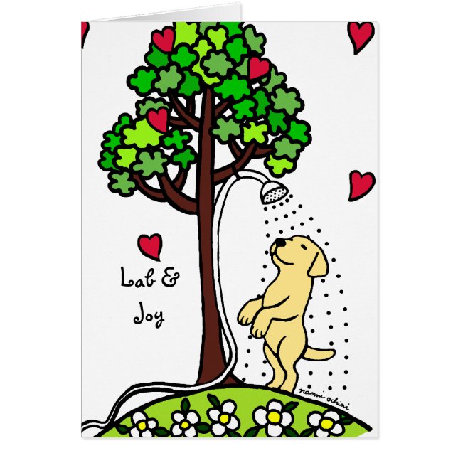 Cartão Desenhos animados de Labrador do amarelo do (Frente)