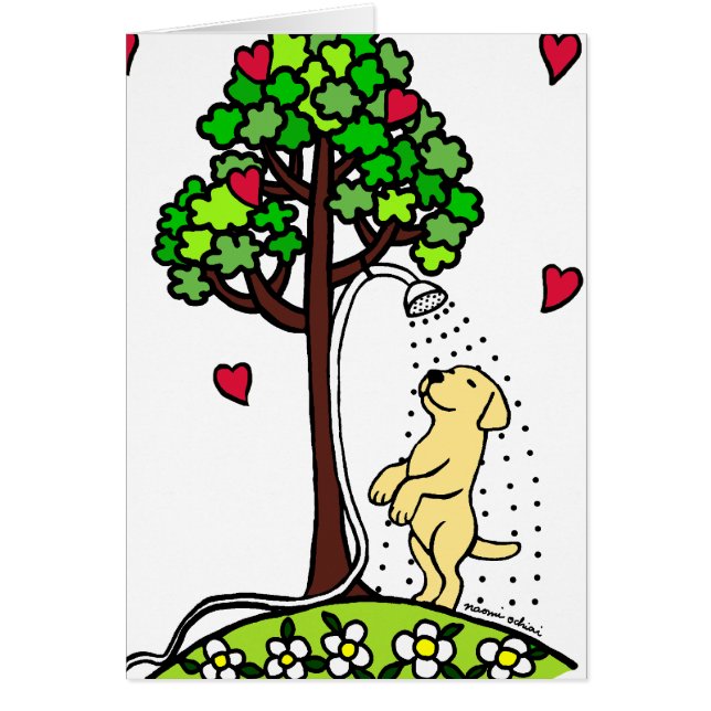 Cartão Desenhos animados de Labrador do amarelo do (Frente)