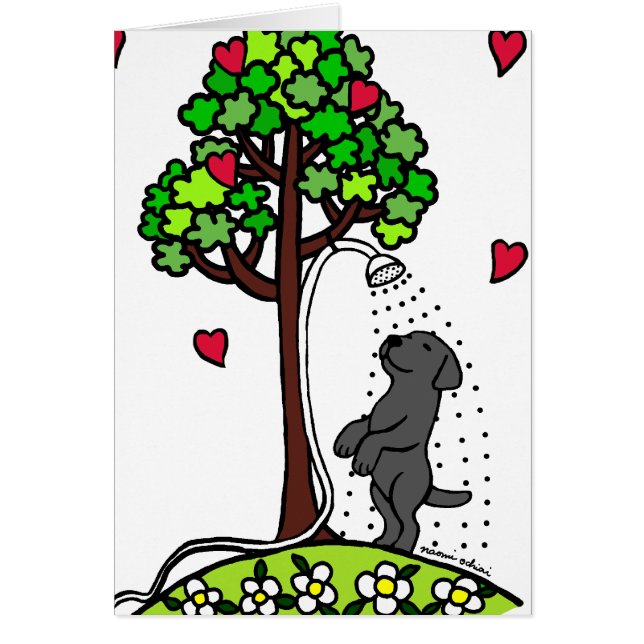 Cartão Desenhos animados de Labrador do preto do (Frente)