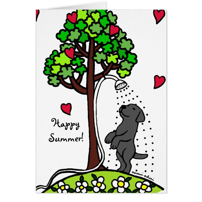 Cartão Desenhos animados de Labrador do preto do (Frente)