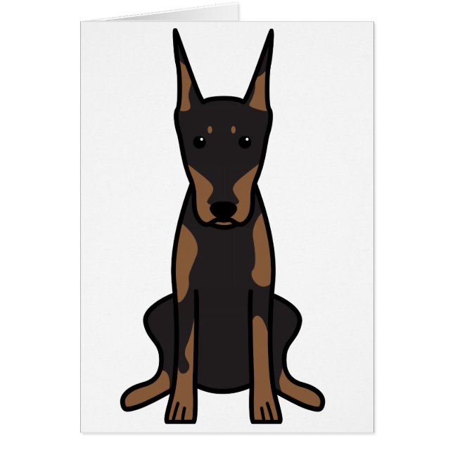 Cartão Desenhos animados do cão do Pinscher do Doberman (Frente)