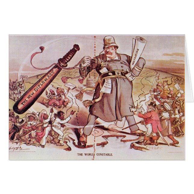 Cartão Desenhos animados do presidente Roosevelt (Frente Horizontal)