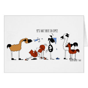 Cartão Desenhos animados engraçados do cavalo & do lama