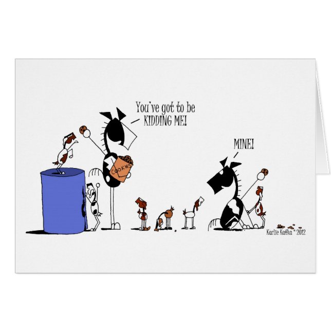 Cartão Desenhos animados engraçados dos miúdos do cavalo (Frente Horizontal)