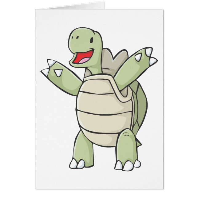 Cartão Desenhos animados felizes da tartaruga de (Frente)