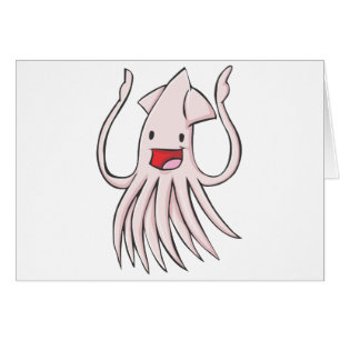 Cartão Desenhos animados felizes do calamar gigante