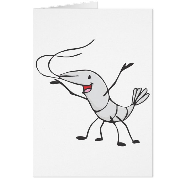 Cartão Desenhos animados felizes do camarão (Frente)