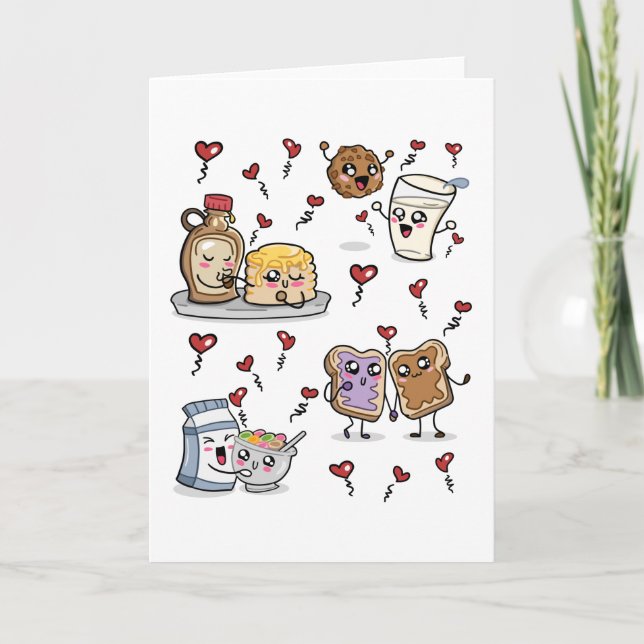 Cartão Desenhos De Comida No Amor A Kawaii (Frente)