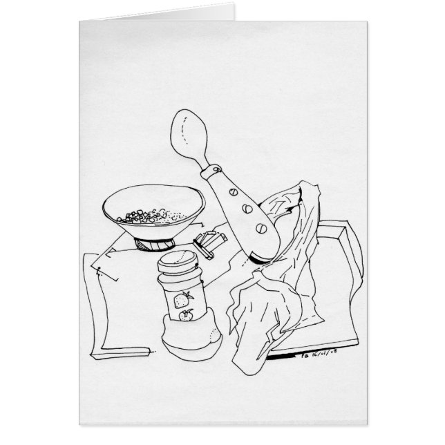 Cartão Desenhos Fracos De PDD Na Placa Do Café Da Manhã (Frente)