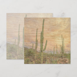 Cartão Desert Cactus Plants On Wood Grain Photo Image