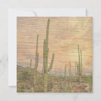 Cartão Desert Cactus Plants On Wood Grain Photo Image