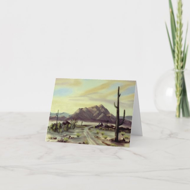 Cartão Desert Landscape Painting Note Card (Frente)