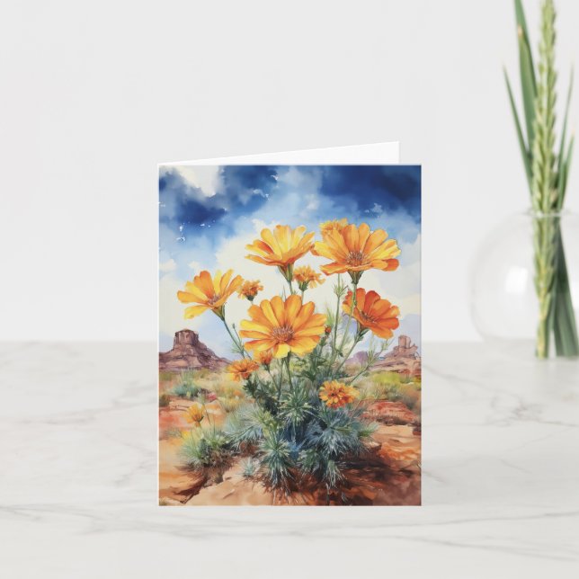 Cartão Desert Marigold Floral Watercolor (Frente)
