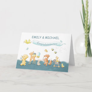 Cartão Desfile de Animais do Bebê Menino Personalizado