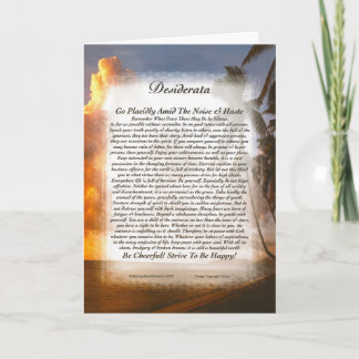 Cartão DESIDERATA Poem Card Max Ehrmann-Tropical Sunset