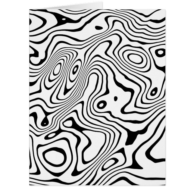 Cartão Design abstrato do espiral líquido branco preto (Frente)