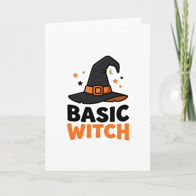 Cartão Design Básico de Chapéu de Bruxa de Halloween (Frente)