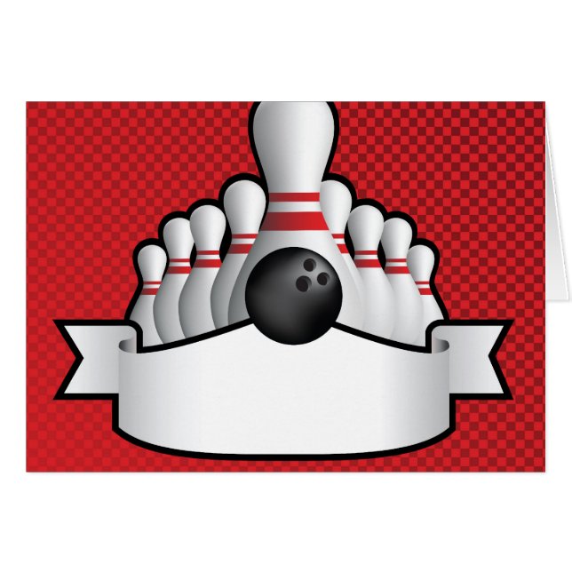 Cartão design bolwing do fundo de dez pinos com rolo (Frente Horizontal)