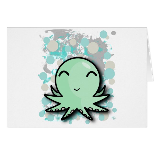 Cartão design bonito do polvo (Frente Horizontal)