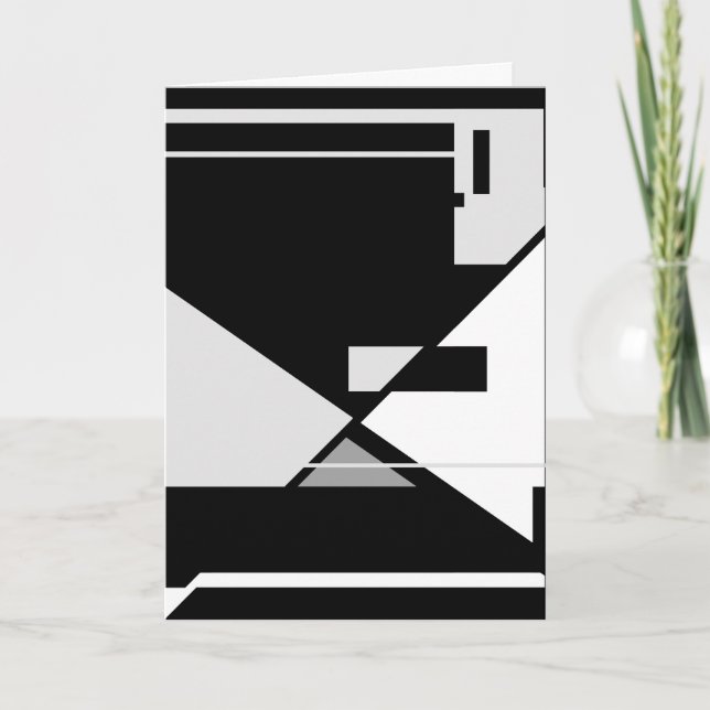 Cartão Design Cinza de Abstrato branco preto MCM (Frente)
