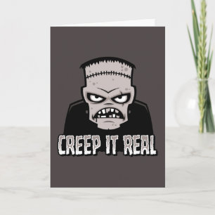 Cartão Design Clássico de Terror Frankenstein Creep It Re