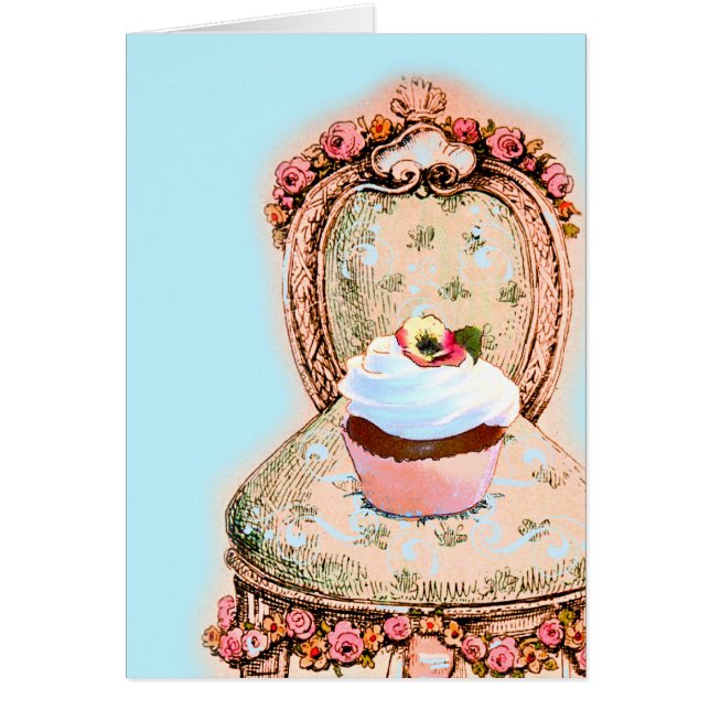 Cartão Design Cupcake do Tea Party (Frente)