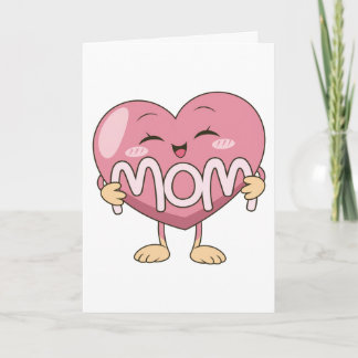 Cartão Design de Abraço de Coração de Mãe Kawaii