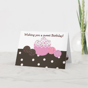Cartão Design de Aniversário de Bola de Bolo Doce