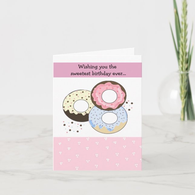 Cartão Design de Aniversário de Donut Pastel (Frente)