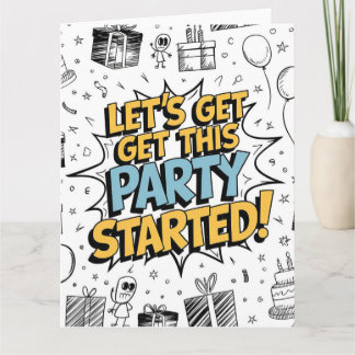 Cartão Design de Aniversário Explosão de Arte Doodle