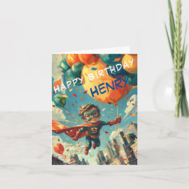 Cartão Design de aniversário feliz super-herói para crian