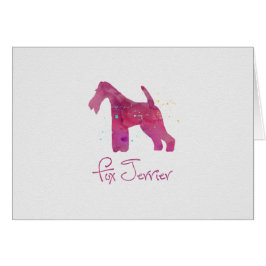 Cartão Design de Aquarela de Fox Terrier Silhouter