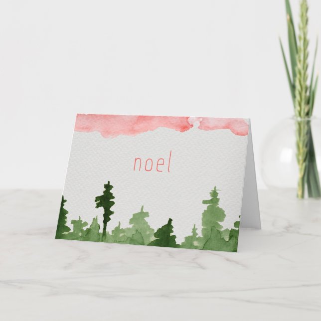 Cartão Design de aquarela de Noel para Natal (Frente)