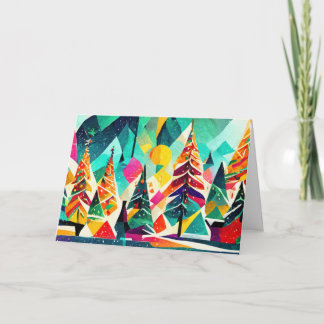 Cartão Design de árvores de Natal coloridas