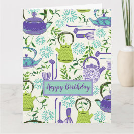 Cartão Design de bule verde japonês