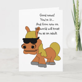 Cartão Design de Cavalo Humorístico, aniversário de 21 an