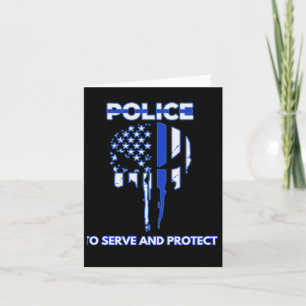 Cartão Design de Caveira da Polícia com Linha Azul