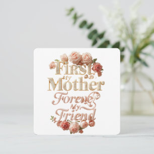 Cartão Design de Citação Mãe Filha Luxuoso Fl Dourado S