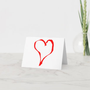 Cartão Design de Coração de Amor Vermelho e Branco.