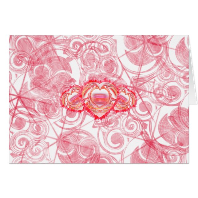 Cartão Design de Coração Testado sobre Espirais e Estrela (Frente Horizontal)