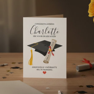 Cartão Design de Diploma de Nome de Formatura Elegante