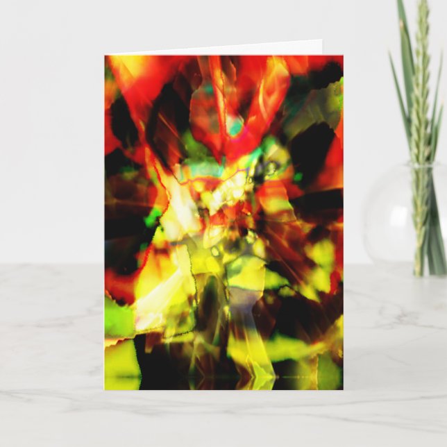 Cartão Design de Flora Abstrato Amarelo-Amarelo-Vermelho- (Frente)