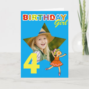 Cartão Design de Foto de Bailarina para Menina de 4 Anos