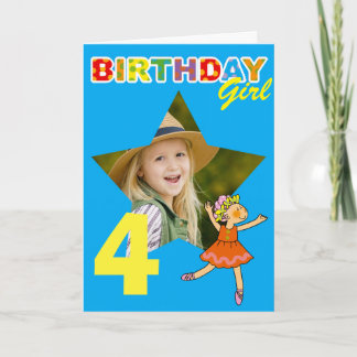 Cartão Design de Foto de Bailarina para Menina de 4 Anos
