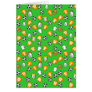 Cartão Design de Futebol com Camisas Laranja Dourado