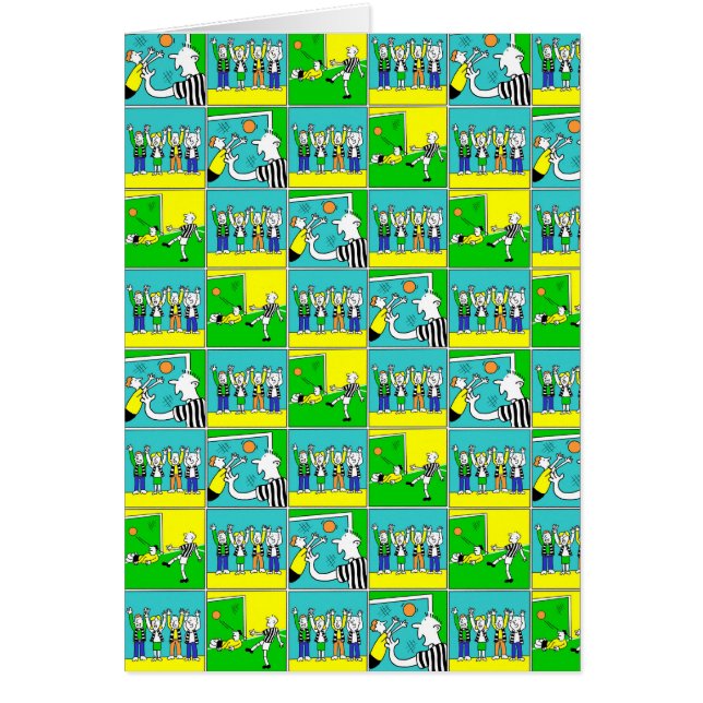 Cartão Design de futebol com jogadores de banda desenhada (Frente)