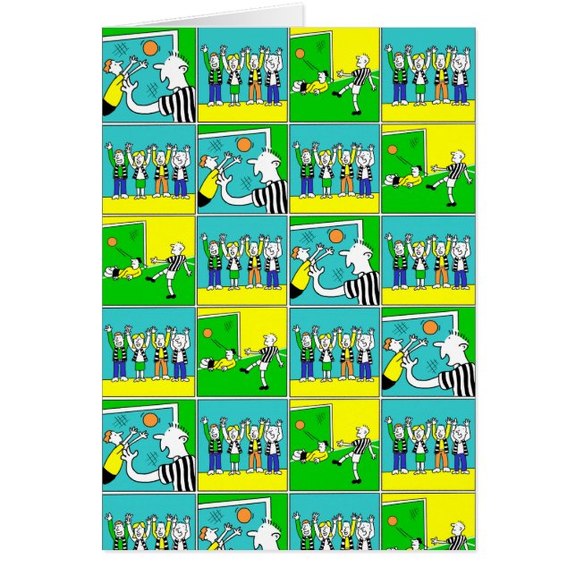 Cartão Design de futebol com jogadores e ventiladores (Frente)