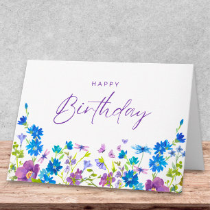Cartão Design de Jardim Floral de Aniversário com Borbole